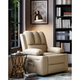 thumbnail image 3 of Leather Recliner Chair, Manual Recliner Chair with Arms and Back, Manual Single Sofa with Concealed Cup Holders and Side Pocket, 3 of 7