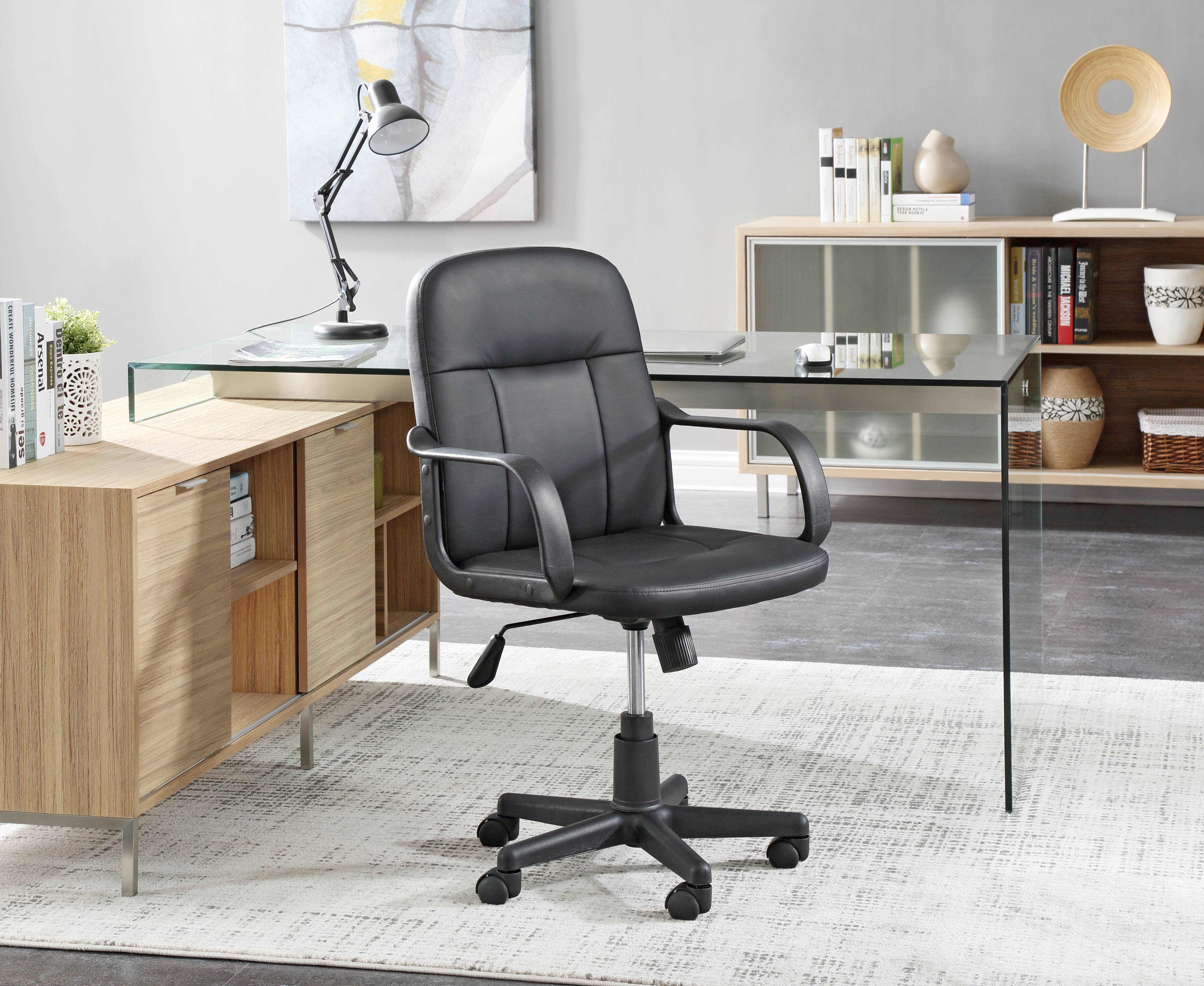 Hodedah 19.5 in Manager's Chair with Adjustable Height & Swivel, 200 lb. Capacity, Black - image 2 of 5