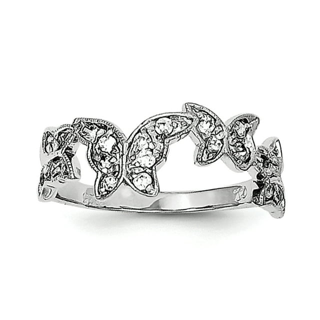 925 Sterling Silver Butterfly Cubic Zirconia Cz Ring