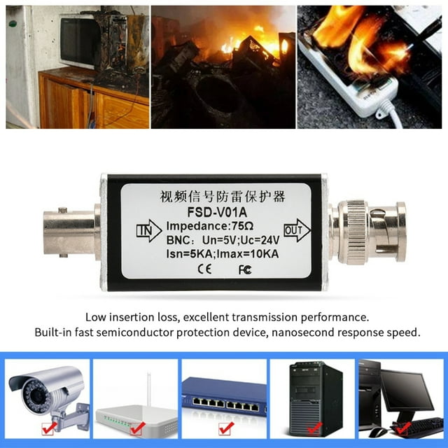 CCTV Video BNC Parasurtenseur, Appareil Photo Analogique, Grande Capacité, MultiProtection, 24V