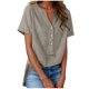 thumbnail image 3 of TaTaai Summer V Neck Casual Top, Women's Half Button Open Front Design, Linen Inspired Short Sleeve Solid Color Shirt Gift, 3 of 5