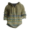 thumbnail image 5 of WTOBBY Men's Printed Cotton Linen Hooded Long Sleeve Shirt with Gradient Design for Spring and Summer Casual Daily Wear Lightweight and Breathable Pullover Top ,Army Green L, 5 of 5