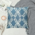 thumbnail image 2 of Jiayy  Boho Moroccan Decorative Ikat Accent Square Small Throw Pillow with Removable Cover for Bohemian Sofa, Couch, Bed, Living Room, Bedroom - Blue &amp; White, 2 of 5