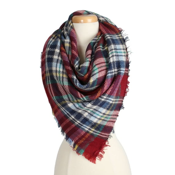 Women's Warm Plaid Pattern Tartan Multi Color Scarf for Cold Fall Winter Season for Women