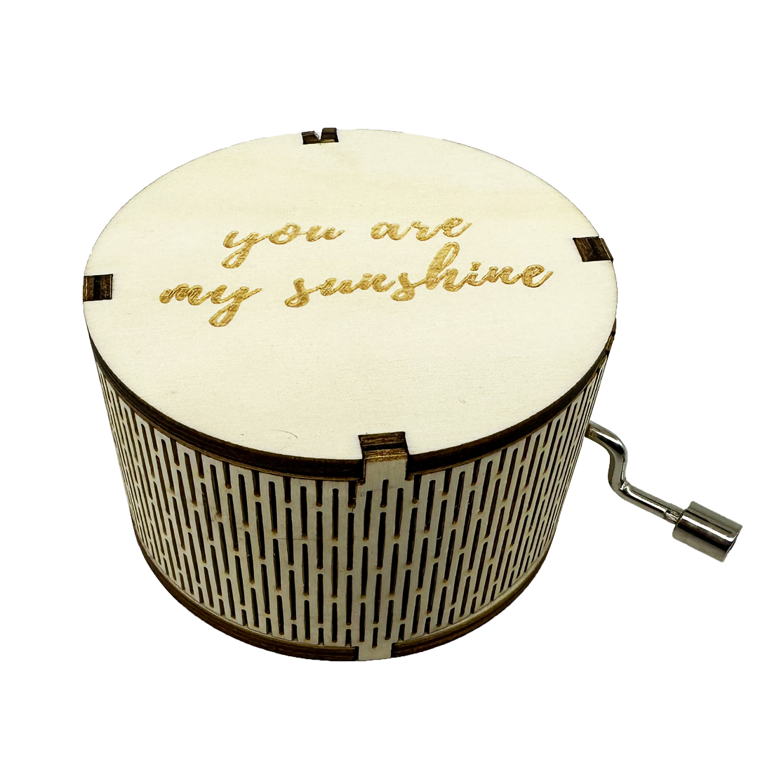 You're my Sunshine Wood Music Box, Round Antique Engraved Wooden