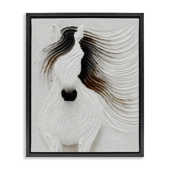 Stupell Industries Eclectic Grooved Horse in Flowing Motion Black Floating Frame Canvas Art, 17 x 21, by Ink Drop Loft