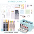 thumbnail image 4 of Rirool Large Capacity Pencil Case, Wide Opening Pencil Pouch with Clear Window, Zipper Pen Bag for School Supplies, Teen Girls Boys, Blue, 4 of 7