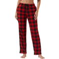 thumbnail image 3 of YUSHOW Women Fleece Pajama Pants Comfy Buffalo Plaid Pjs Bottoms with Pockets, Red Plaid, S, 3 of 7