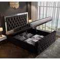 thumbnail image 1 of Headboard with Mirror Crystal Luxury Double Queen King Ottoman Gas Lift Velvet Fabric Upholstered Bedroom Furniture My Lux Decor Round, 1 of 6