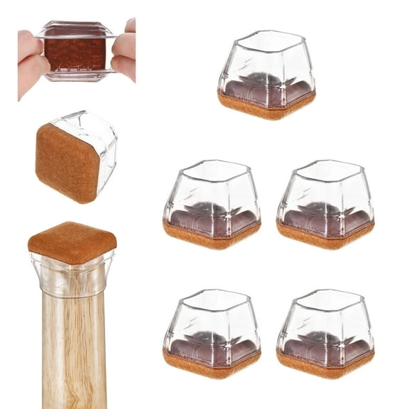 Uxcell 8-Pack Chair Leg Floor Protectors, Fit 0.86-1.1" Silicone Pads with Felt Pads Furniture Leg Covers for Hardwood Floors