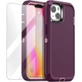 thumbnail image 1 of AIR-for iPhone 14 Plus Case with Glass Screen Protector, Heavy Duty Drop Protection Full Body Rugged Shockproof 3-Layer Military Protective Tough Durable Phone Case for iPhone 14 Plus, 1 of 4