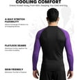 thumbnail image 3 of Exxact Sports Men’s BJJ Rash Guard Long Sleeve, IBJJF Ranked No Gi Jiu Jitsu Compression Shirt for MMA Grappling & Wrestling - (Black/Purple, AM), 3 of 7