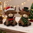 thumbnail image 4 of Opvise Highland Cow Figurine Resin Christmas Decoration 11cm Rustic Brown Table Mantel Ornament, 4 of 8