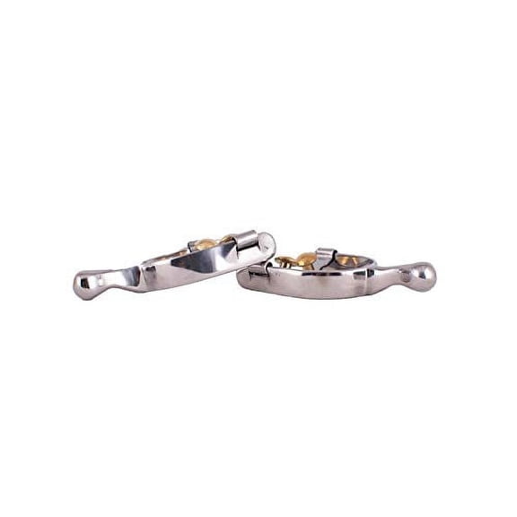 Showman Youth Stainless Steel Humane Spurs w/ Gold Buttons