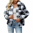 thumbnail image 2 of jsaierl Women's Fuzzy Fleece Jacket Casual Plaid Button Down Teddy Jacket Coat Outerwear, 2 of 9
