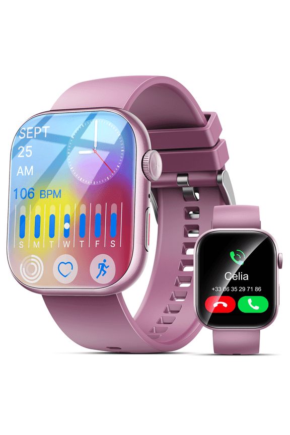 Smart Watch for Men Women, 2.01" HD Touchsreen, Bluetooth Calling, IP68 Water-Resistance, 180+ Sports Modes, Health, Fitness & Sleep Tracker, Timer, Fitness Watch for Android/iOS, Pink