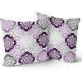 thumbnail image 2 of Purple Grey Boho Pillow Covers 20x20 Inch Pack of 2 Gray Purple Floral Throw Pillow Covers Farmhouse Bohemian Flower Outdoor Pillowcase Cotton Square Cushion Cover for Bedroom Sofa Couch Home Decor, 2 of 6
