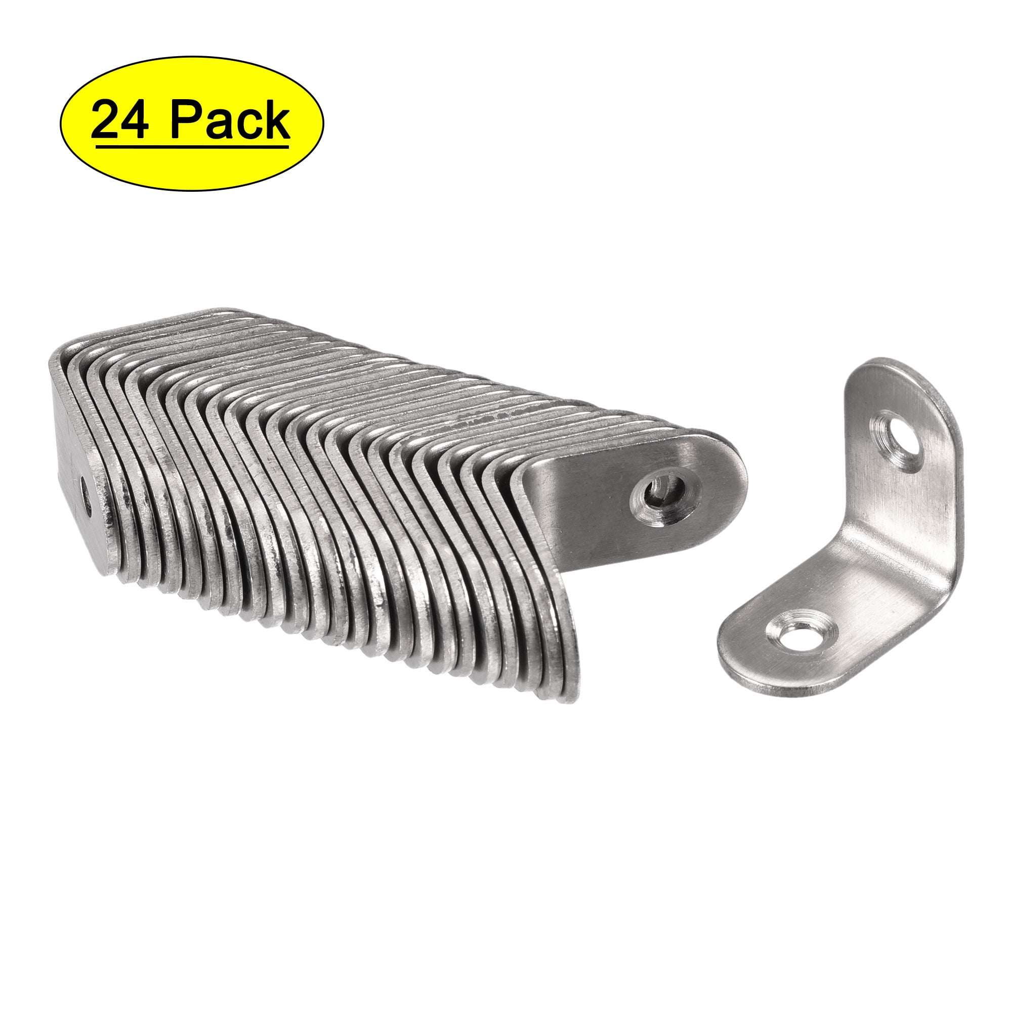 175mm x 100mm x 45mm Heavy Duty Metal 4 Pack Stainless Steel 90 Degree Angle L Shaped Bracket,Corner Brace Joint Bracket Fastener 5 Holes Sliver Tone Round End