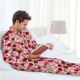 thumbnail image 6 of Vsdgher Rose Flowers Mens Pajama Set, Soft Warm Long Sleeve Sleepwear, Cozy Button-Down Pjs for Men-Medium, 6 of 7