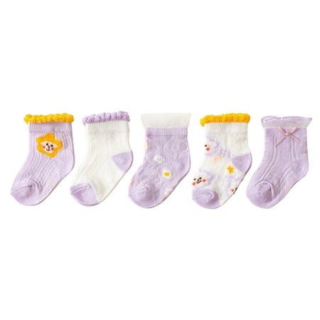 

Honeeladyy Discount Toddler Girls Socks Cute Cartoon Flower Pattern Breathable Mesh Kids Non-slip Cotton Socks