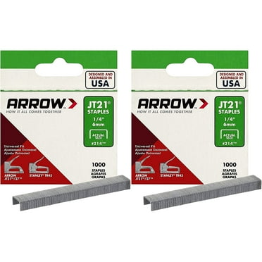 Arrow Fastener 214 Genuine JT21 1/4-Inch Staples, 1,000-Staples - 2 Pack