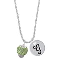 thumbnail image 1 of Delight Jewelry Silvertone Lime Green Crystal Sparkle Spinner Silvertone Script Initial Disc - G - Charm Necklace, 20"+3", 1 of 4
