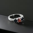 thumbnail image 3 of Gem Stone King 2.07 Ct Oval Checkerboard Red Garnet Black Onyx 925 Sterling Silver Moissanite Ring (Size 8), 3 of 4
