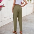 thumbnail image 6 of Wutalume Women's High Waist Linen Wide Leg Pants, Loose Casual Trousers with Slimming Effect for Summer, Breathable Lightweight,Ideal for Beach and City,Army Green L, 6 of 8