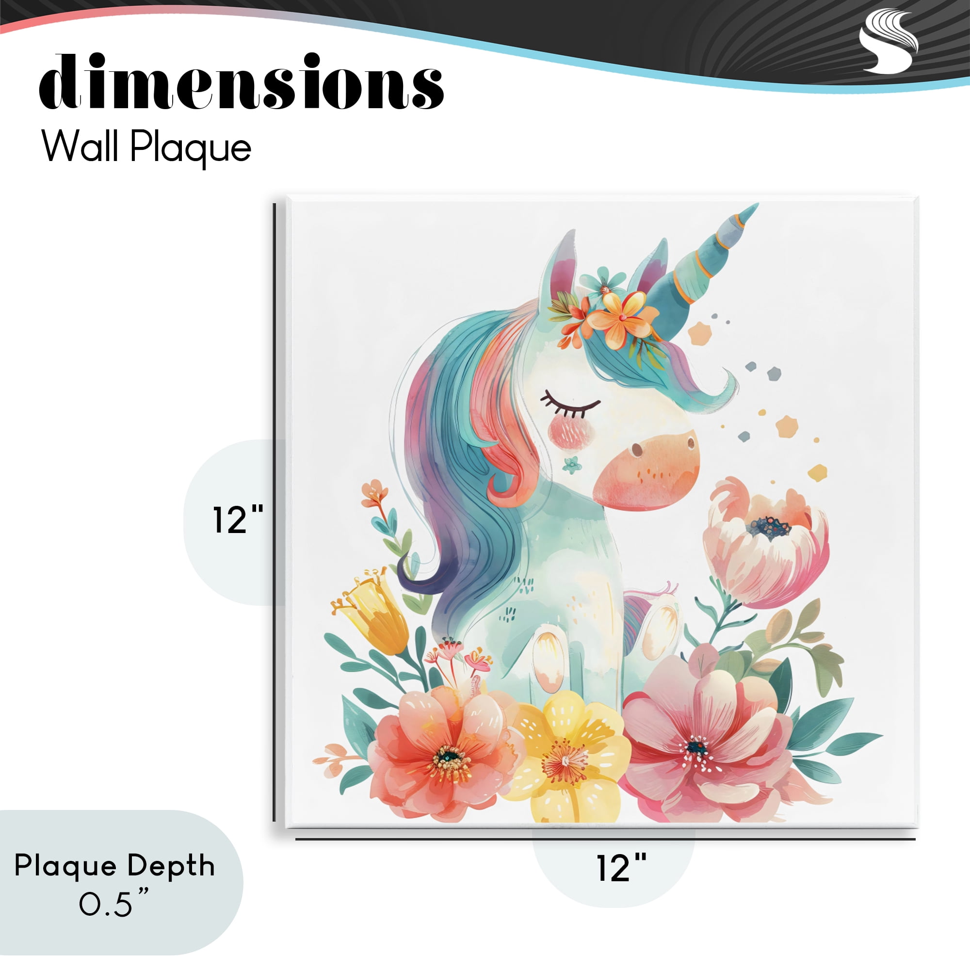 Stupell Industries Whimsical Unicorn with Blossoms Wall Plaque Art, design by Creative Studio