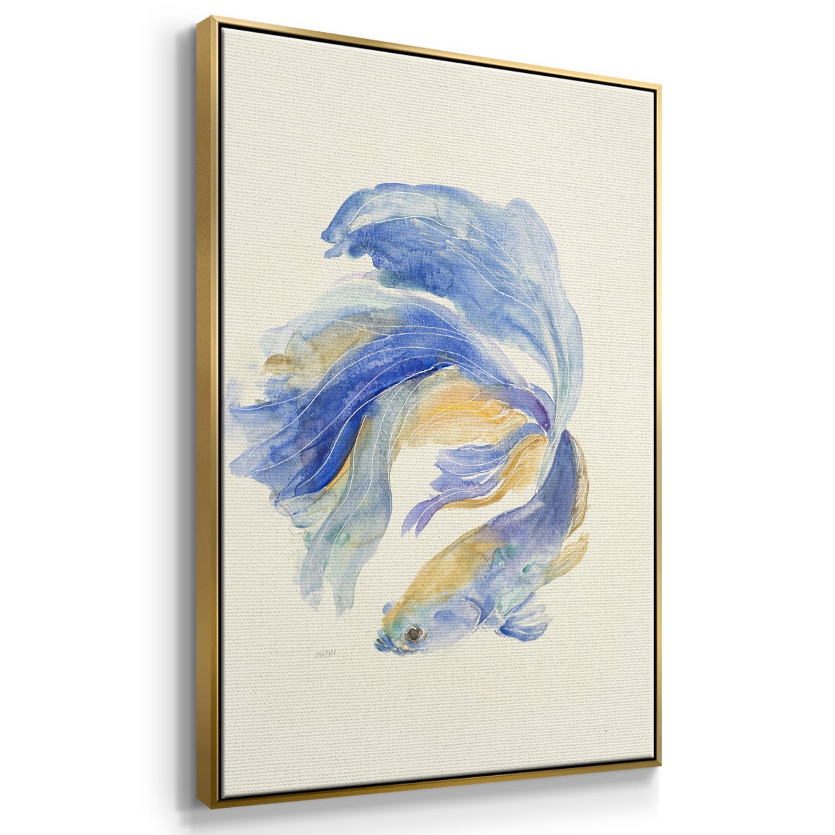 Betta II Framed Premium Gallery Wrapped Canvas - Ready to Hang - 17 x 25 - Gold Floating Frame