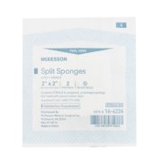 McKesson Split Sponges, Sterile, 100% Cotton, I.V. Drain Split Dressing, 6-Ply, 2 in. x 2 in., 2 per Pack, 35 Packs, 70 Total