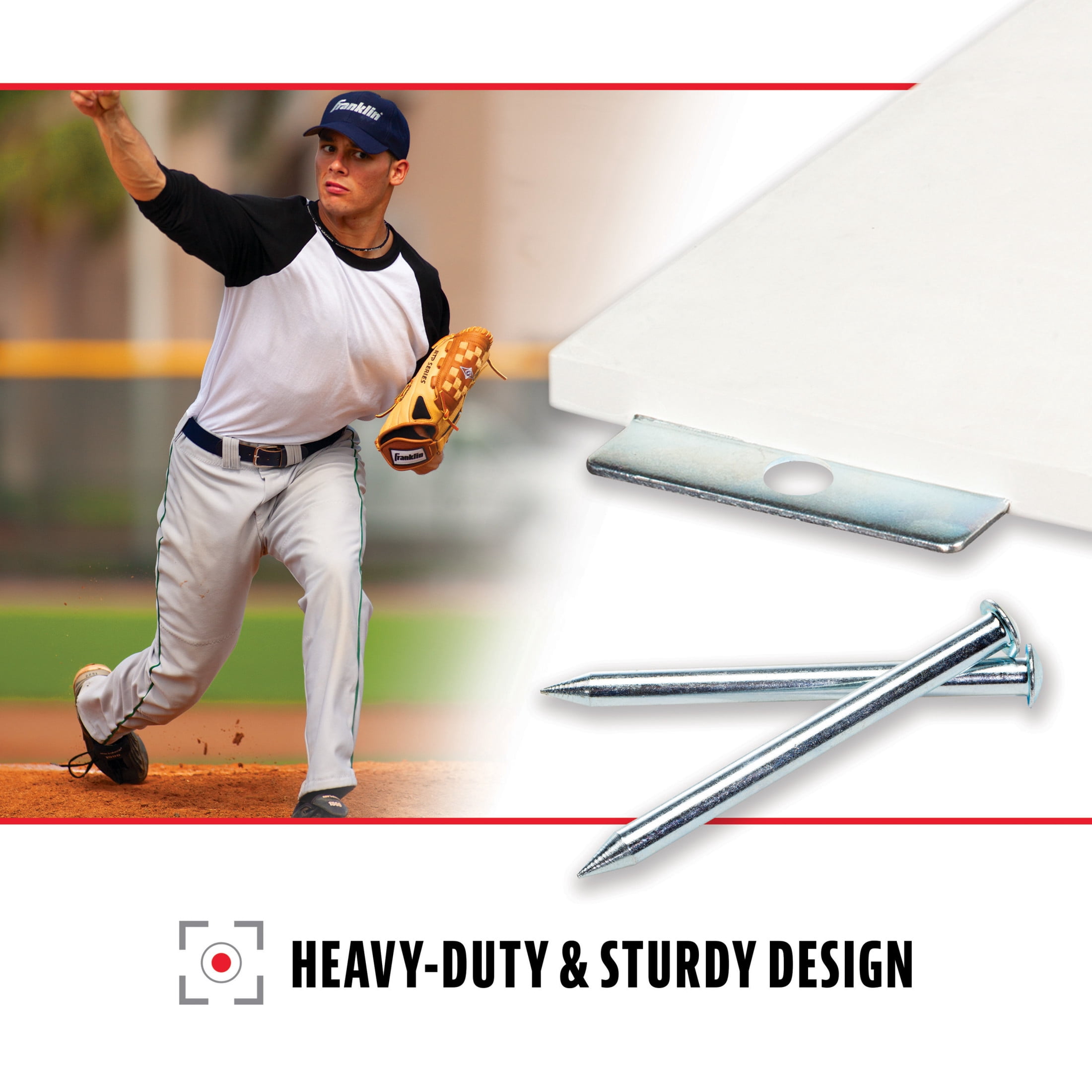 Franklin Sports Baseball Pitching Rubber with Stake, 24 in