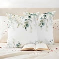 thumbnail image 3 of Watercolor Leaf Pillow Covers 2 Pack Green Eucalyptus Leaves Abstract Art Pillowcase Waterproof Outdoor Throw Pillow Cover for Patio Garden Square Cushion 18”x18”, 3 of 9