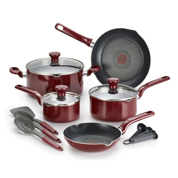 TFal Enjoy ThermoSpot 12 Piece Nonstick Cookware Set, Red Walmart