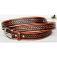 thumbnail image 3 of 55-56 Unisex 1-1/2" 100% Full Grain Tan Leather Basket Weave Tooled Belt 2609RS03, 3 of 5