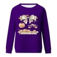 thumbnail image 4 of QATAINLAV T-Shirt Cancer Femmes Sensibilisation au Cancer du Sein Manches Longues Décontracté Imprimé Ruban Col Rond Chandail en Molleton Hoy Oferta Flash Violet m, 4 of 5