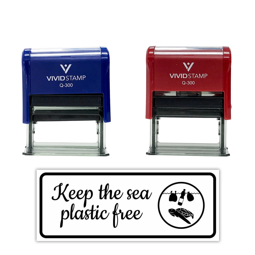 All Quality Keep The Sea Plastic Free Self-Inking Rubber Stamp | Business and Packaging Stamps (Black Ink) - Q-300