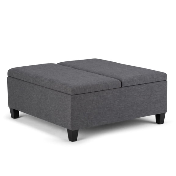 Square Coffee Table with Storage " 36 Wide Faux Leather Ottoman " Grey