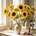 thumbnail image 6 of Artificial Sunflower Bouquet Faux Silk Sun Flower Stems Home Living Room Office Floor Vase Decor Wedding Farmhouse Table Centerpiece Floral Arrangement Natural Style Decoration, 6 of 6