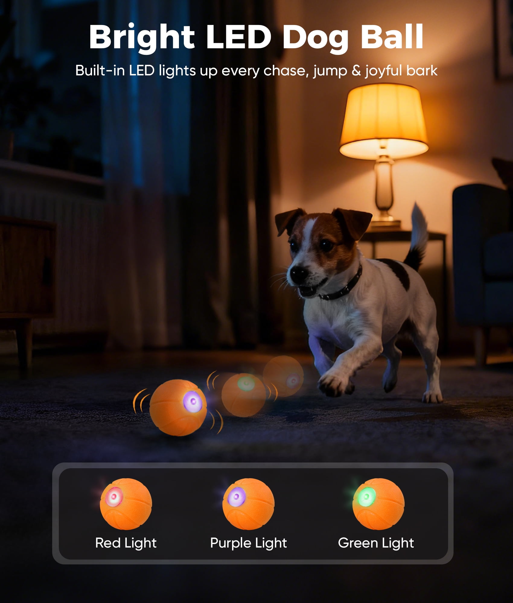Petbobi Automatic Interactive Dog Ball, Durable E-TPU Rechargeable Rolling Bouncing Toy for Small Medium Dogs, Orange