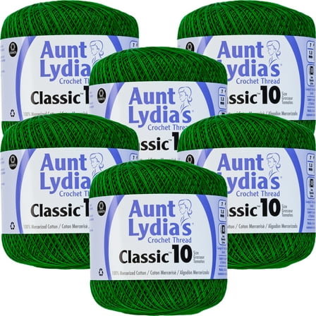 Aunt Lydia's Classic Crochet Thread Size 10-Myrtle Green, Multipack Of 6