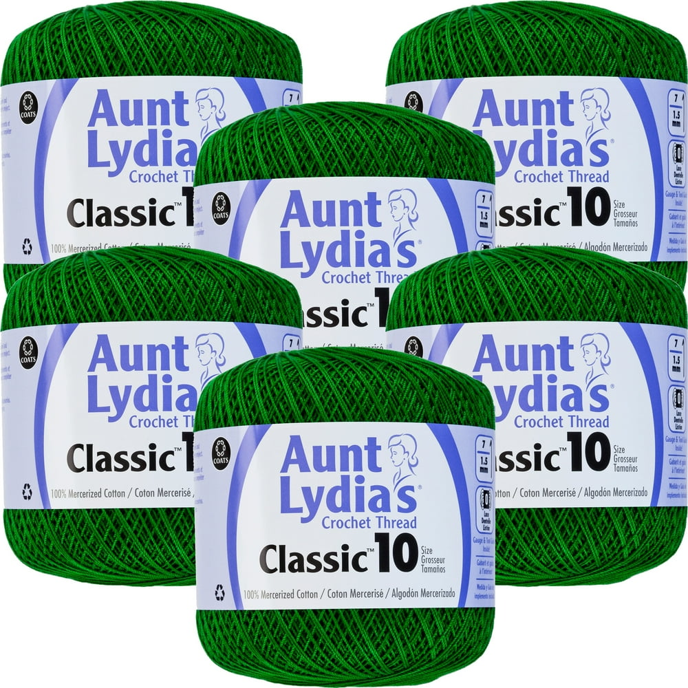 Aunt Lydia's Classic Crochet Thread Size 10Myrtle Green, Multipack Of