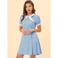 thumbnail image 5 of INSPIRE CHIC Robe Ajustée et Évasée pour Femmes avec Nœud Contrasté au Cou Bleu m, 5 of 5