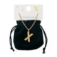 thumbnail image 2 of Time and Tru Women's Goldtone Initial X Necklace with Giftable Pouch, 2 of 5