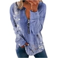 thumbnail image 2 of Chandails à Capuchon de Mode pour Femmes 2023 Hauts Automne Manches Longues Chandail Ample Chemise Habillée Décontractée Dames Chandails en Molleton à Rayures Col Rond 50 % de Rabais Liquidation Costumes Halloween/noël, 2 of 5
