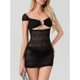 thumbnail image 5 of Raccmtaty Women Summer Mini Cocktail Dress Cap Sleeve Hollow Out Sheer Lace Above Knee Dresses, 5 of 9