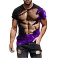 thumbnail image 6 of ZCFZJW 3D Workout Tees Shirt for Men Big and Tall Regular Fit Casual Fake Abs Print Summer Short Sleeve Round Neck Graphic T-Shirt Tops Purple S, 6 of 6