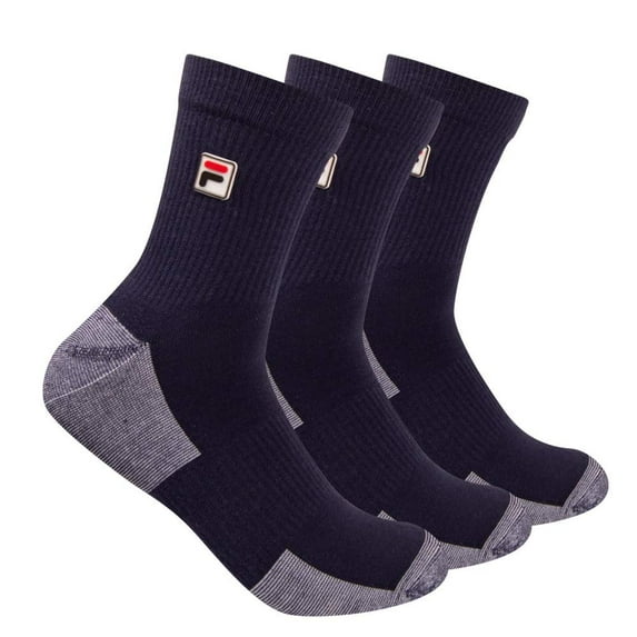 Fila Men's 3-Pack Rubber Logo Shortie Crew Socks Navy