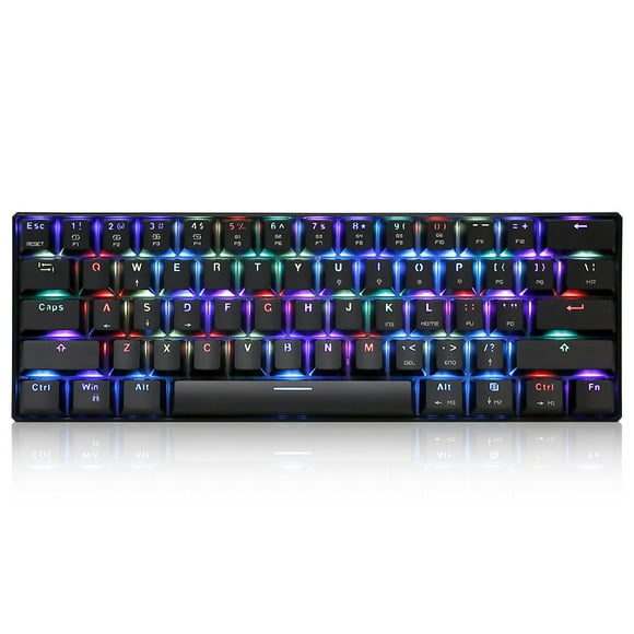MOTOSPEED MOTOSPEED CK61 Compact RGB Mechanical Gaming Keyboard with OUTMU Red Switches, 61 Keys, Customizable Lighting, USB 2.0, Black