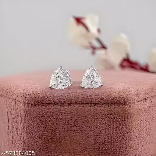 925 Sterling Silver Lab-Grown Diamond Heart Shape Solitaire Stud Earrings
